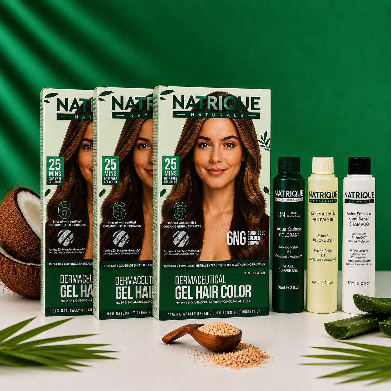 Damage Free Gel Hair Color infused with Amino Peptides & 6 Herbs | Available in 7 Shades_Test Variants