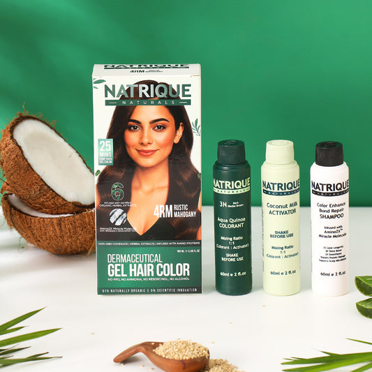 Damage Free Gel Hair Color infused with Amino Peptides & 6 Herbs | Rustic Mahogany 4RM | 180ml