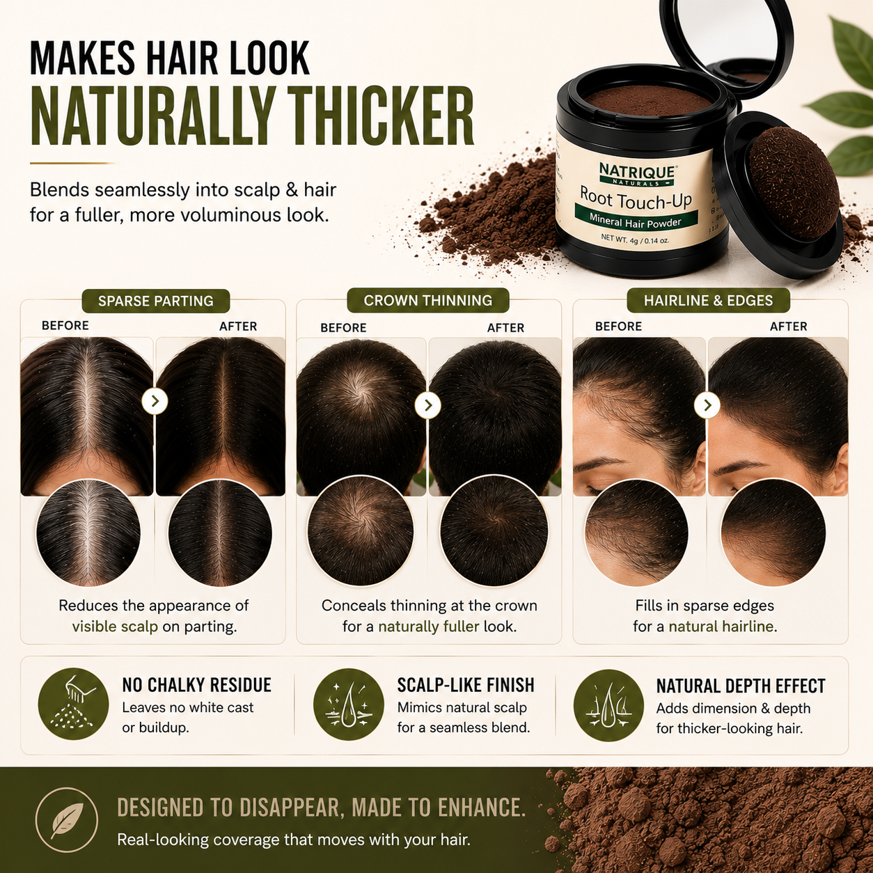 Damage Free Cover Up Hair Powder- For Instant Grey Hair Coverage & Root Touch-Up