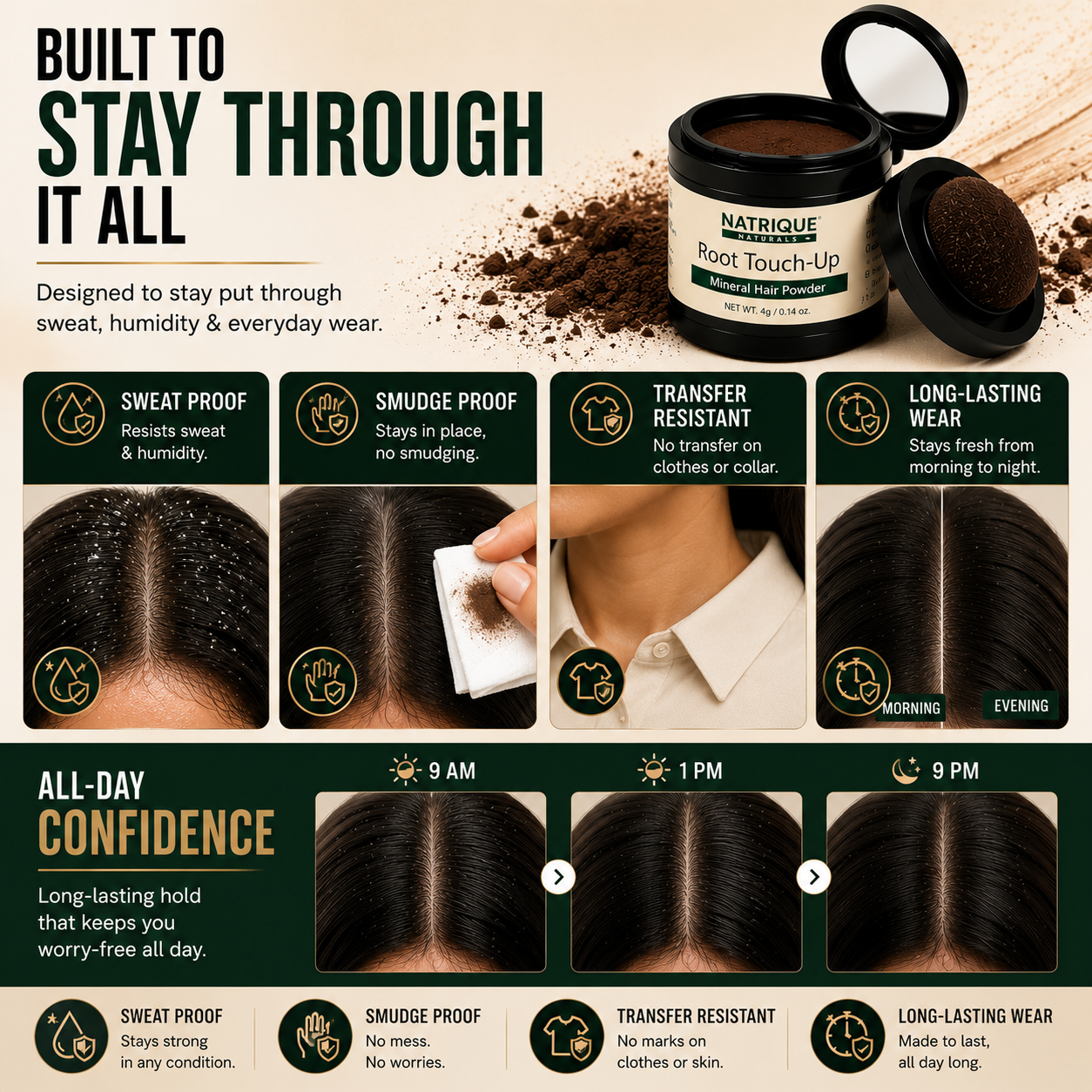 Damage Free Cover Up Hair Powder- For Instant Grey Hair Coverage & Root Touch-Up