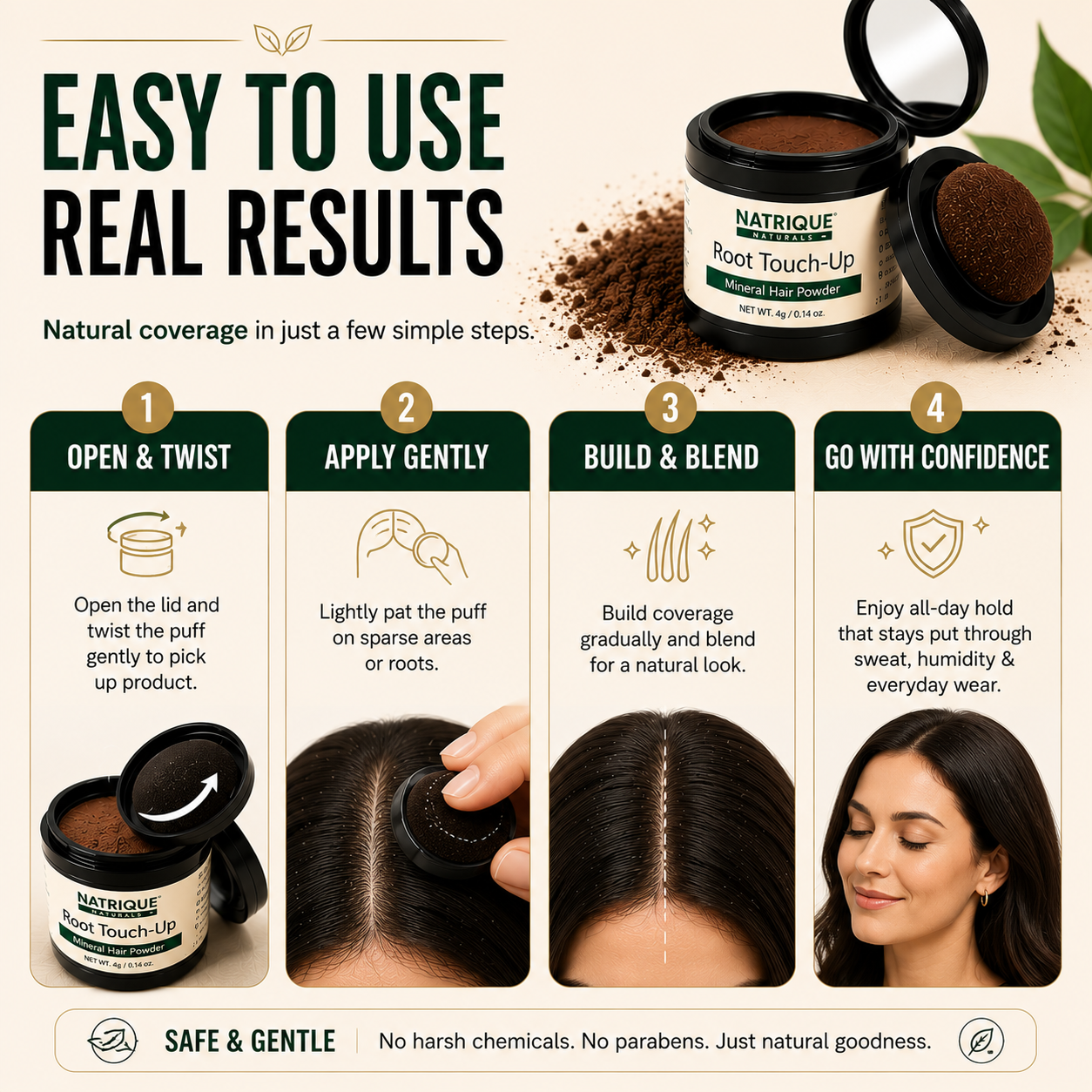 Damage Free Cover Up Hair Powder- For Instant Grey Hair Coverage & Root Touch-Up