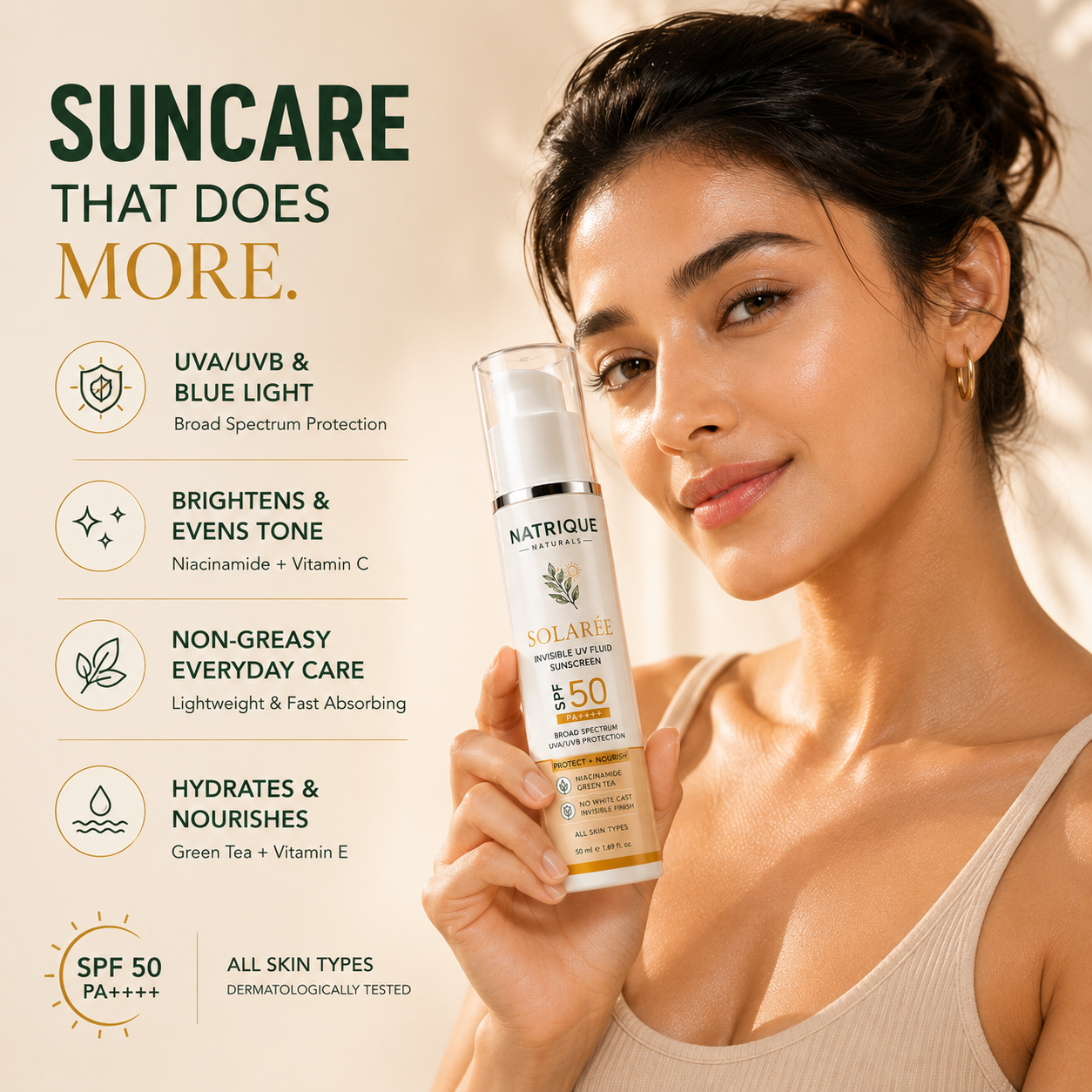 Invisible UV Fluid Sunscreen | SPF 50 PA++++ Protection with Niacinamide