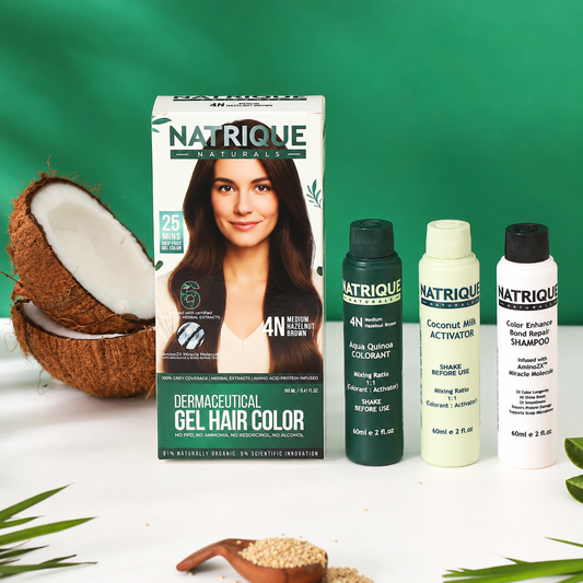 Damage Free Gel Hair Color infused with Amino Peptides & 6 Herbs | Medium Hazelnut Brown 4N | 180ml