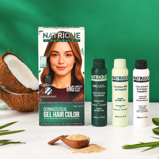 Damage Free Gel Hair Color infused with Amino Peptides & 6 Herbs | Sunkissed Golden Brown 6NG | 180ML