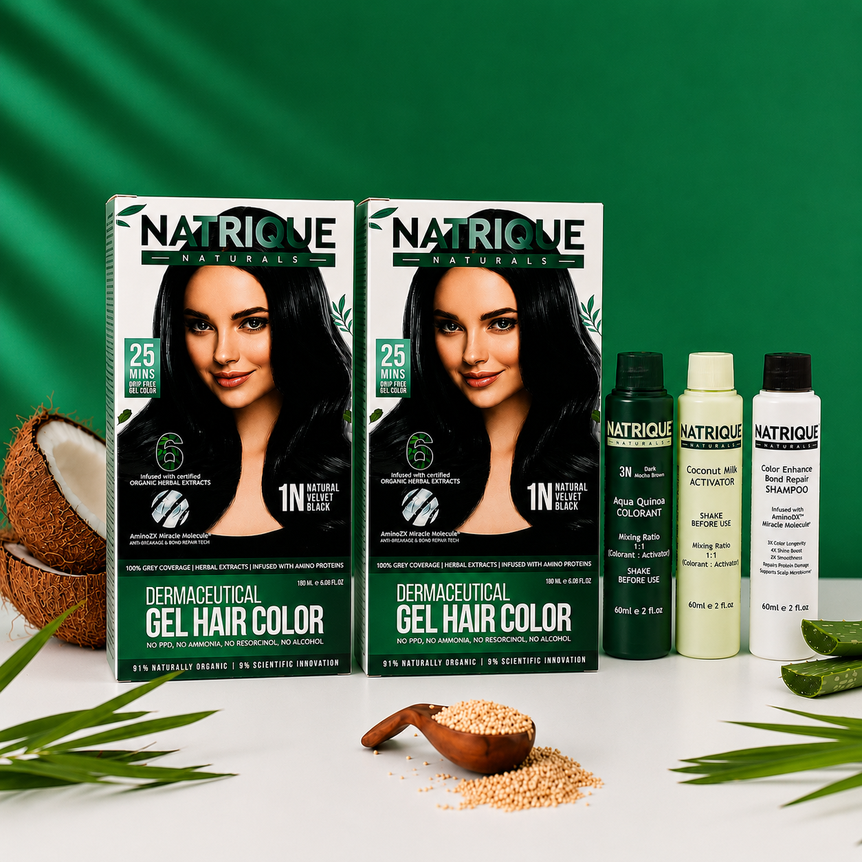 Damage Free Gel Hair Color infused with Amino Peptides & 6 Herbs | Available in 7 Shades_Test Variants