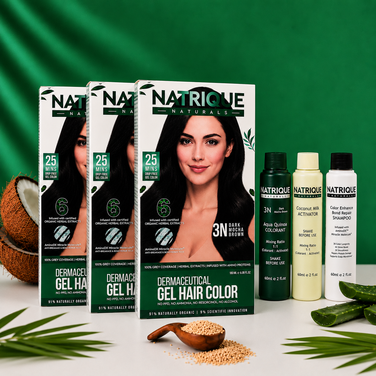 Damage Free Gel Hair Color infused with Amino Peptides & 6 Herbs | Available in 7 Shades_Test Variants