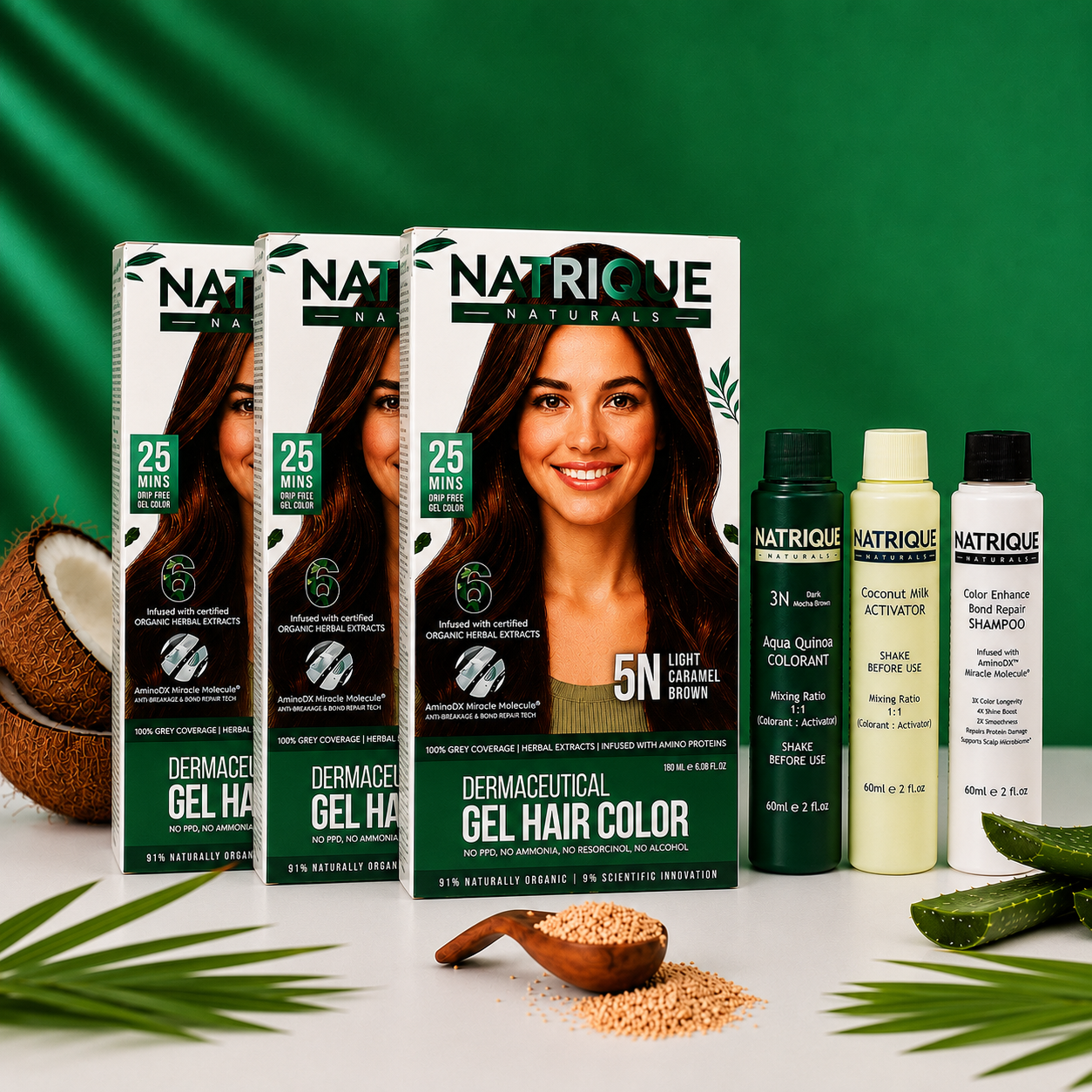 Damage Free Gel Hair Color infused with Amino Peptides & 6 Herbs | Available in 7 Shades_Test Variants