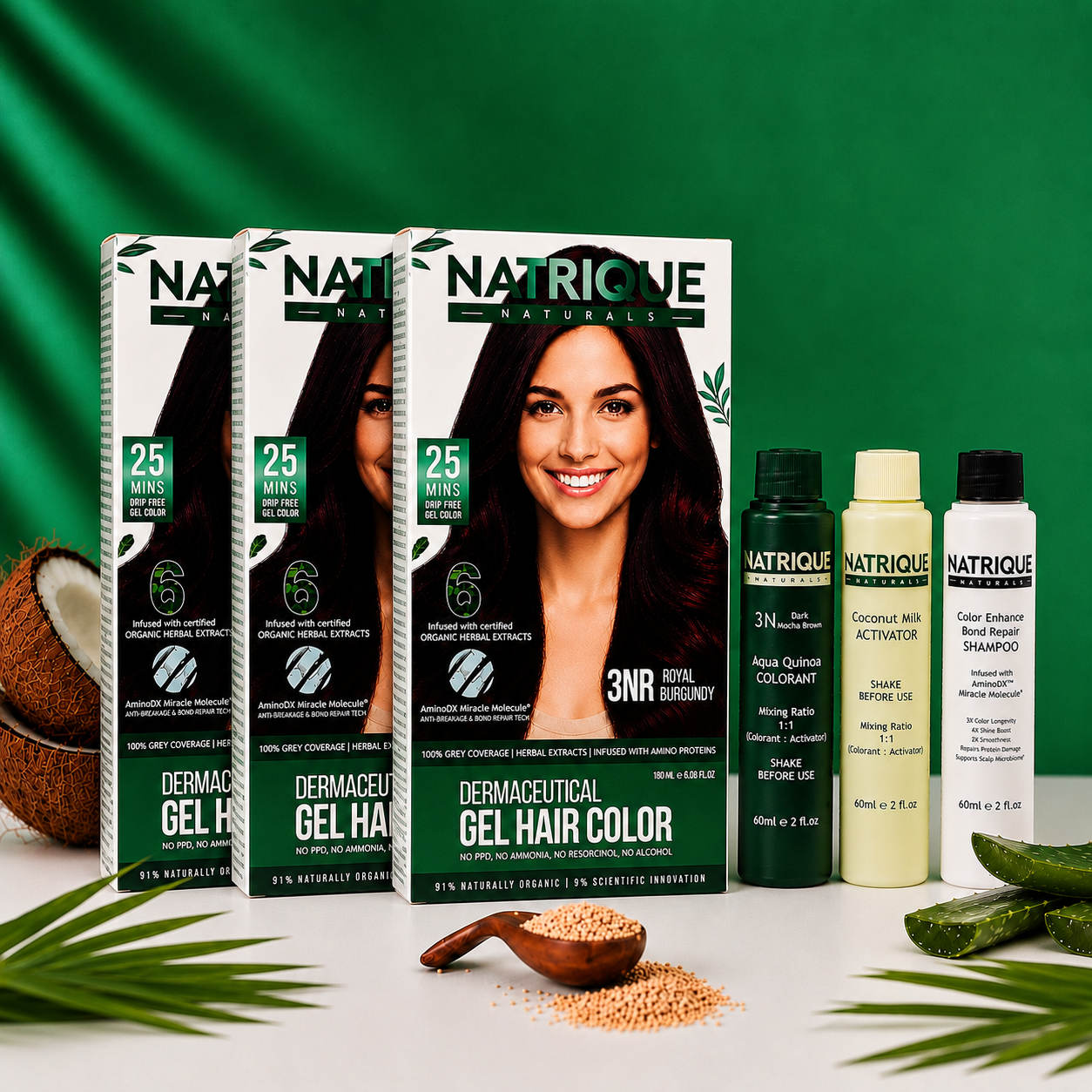 Damage Free Gel Hair Color infused with Amino Peptides & 6 Herbs | Available in 7 Shades_Test Variants
